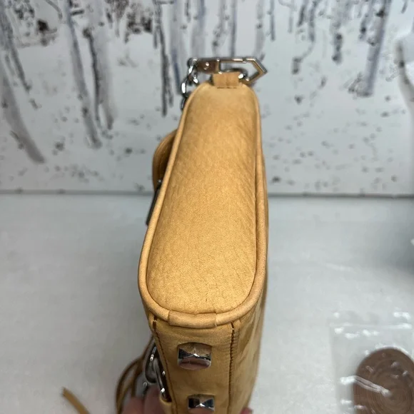 Rebecca Minkoff Mini M.A.C.Camel Suede & Leather Crossbody Bag w/a chain strap - Picture 7 of 12